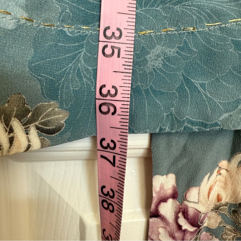 Jade Johnny Was Floral Long Sleeve Dress in Blue and Pink with Belt and Tassels - Picture 10 of 12